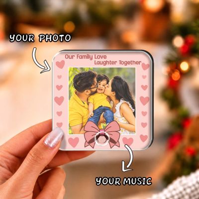 Family Photo Personalized Musical Fridge Magnet  Playable Music Feature | Rechargeable with On/Off Button Gift for Mom Dad & Family Member